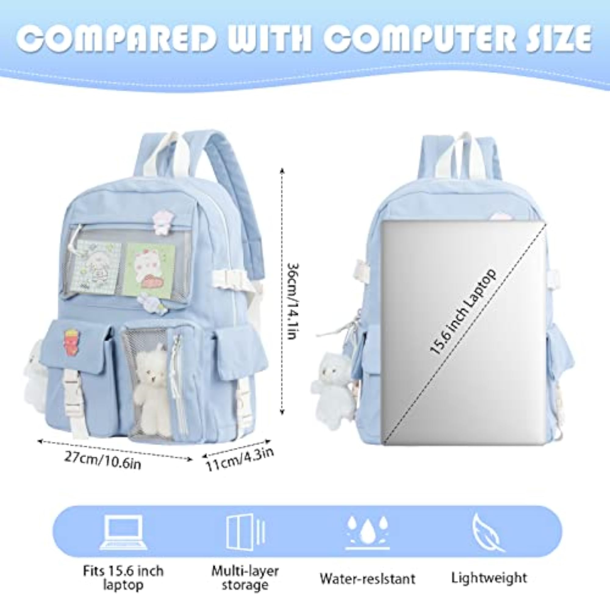 Cute Aesthetic Large Capacity Laptop Backpack